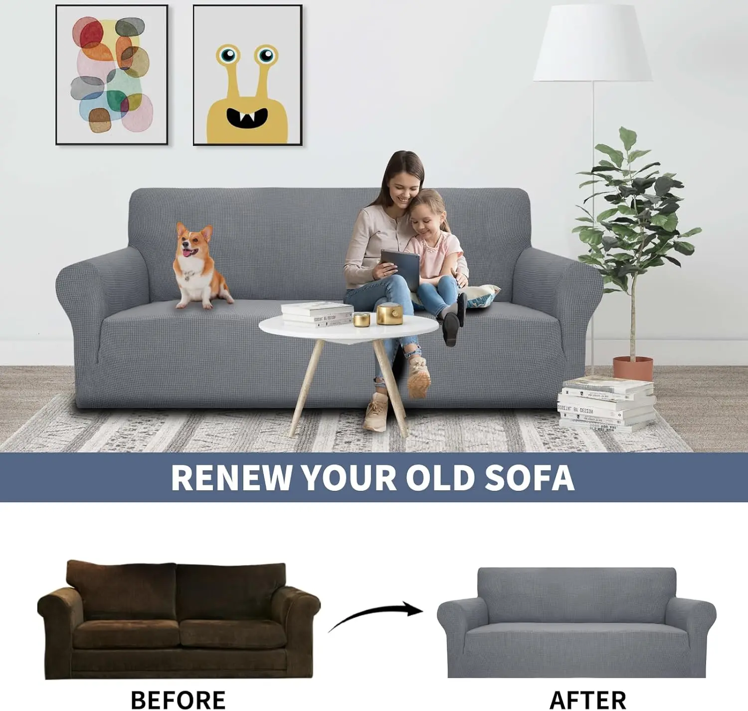 Fundas de sofá elásticas de 1/2/3/4 plazas, fundas de sofá de Jacquard, fundas de sofá lavables, Protector de muebles para niños y mascotas - imagen 3