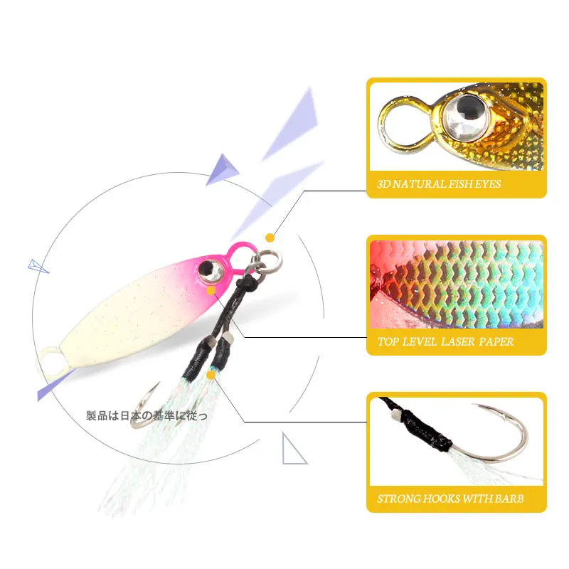 Señuelos de pesca Magic Works Micro Jig 5g 7g 10g 15g cebos de perca de pesca de lubina de agua dulce aparejos cebos de peces falsos señuelo de Jigging lento - imagen 5
