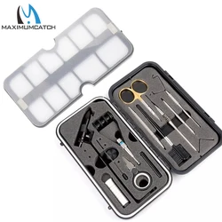 Kit compacto para atar moscas Maximumcatch, juego de herramientas de tornillo de banco de viaje con alicates Hackle de bobina para moscas DIY