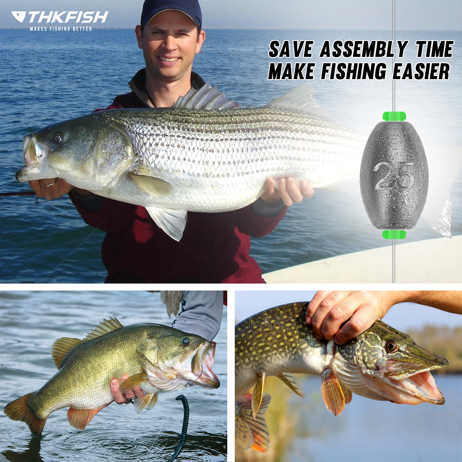 Plomos huevo THKFISH con giratorio y LED – Núcleo extraíble - imagen 4