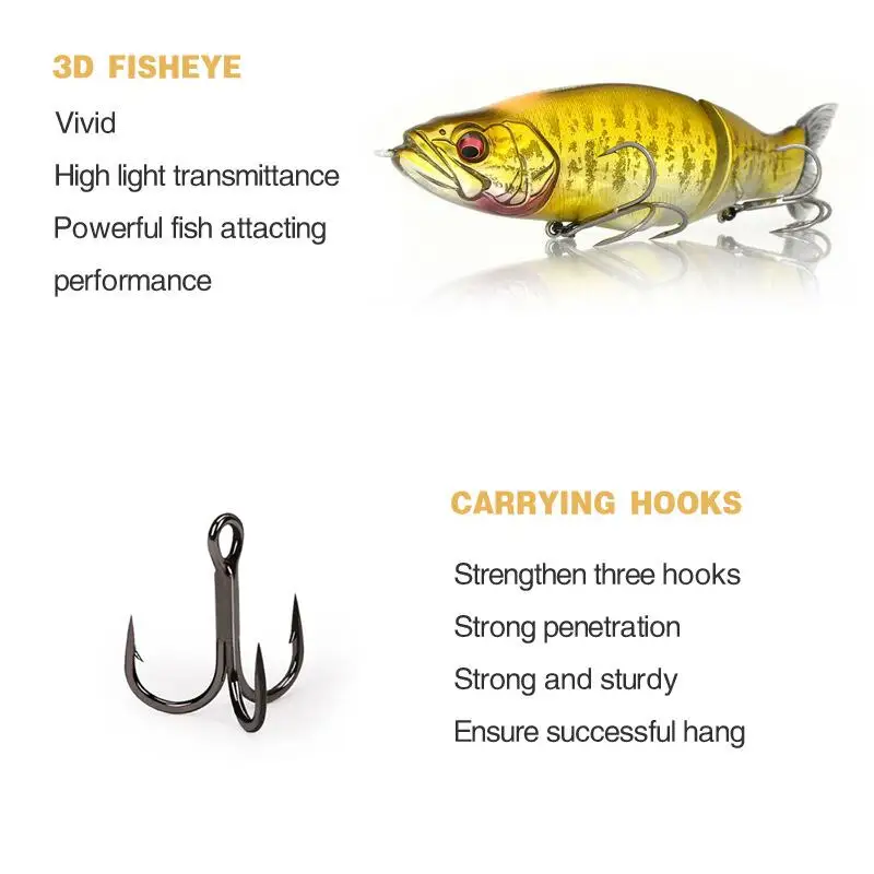 Señuelo de pesca duro de lubina de sección múltiple, ojos 3D, 13,5 cm, 28g, Wobblers, Crankbait, aparejo de pesca, hundimiento lento - imagen 5