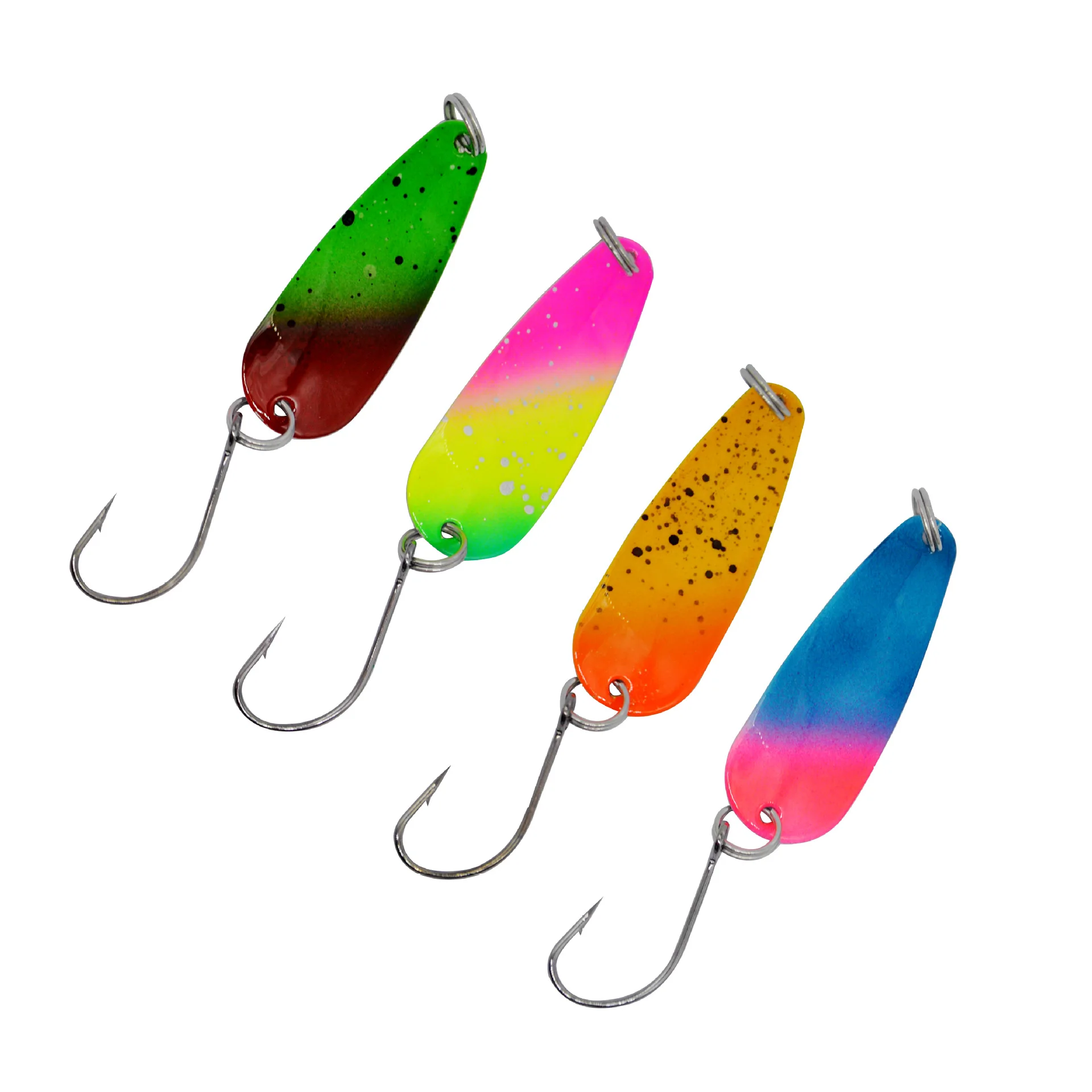 Señuelos de pesca cucharas coloridas gancho único plantillas de Metal de cobre señuelos artificiales lote 8 piezas en oferta - imagen 3
