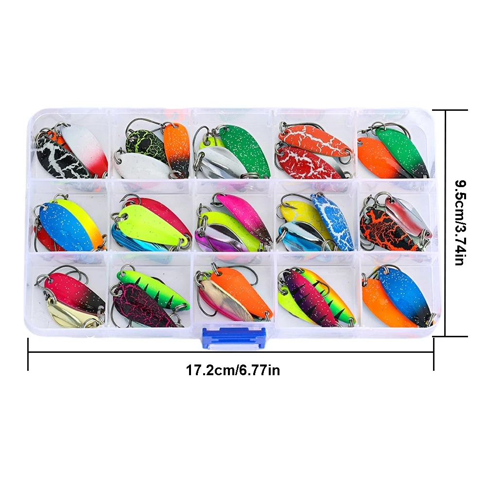 43 Uds cebo de trucha cuchara de pesca con lentejuelas juego de señuelos cuchara de Metal señuelo de pesca Wobbler fundición accesorios de aparejos de Jigging - imagen 3