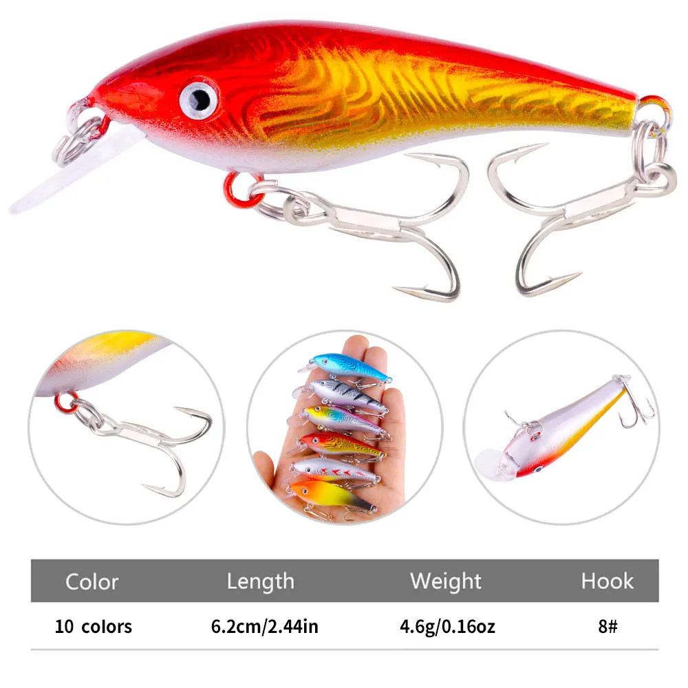 Señuelo de pesca de pececillo que se hunde, Wobblers de 6,2 cm, 4,6g, Crankbait, cebos duros artificiales, trucha, Lucio de agua profunda, aparejos de pesca de lubina, 1 Uds. - imagen 3