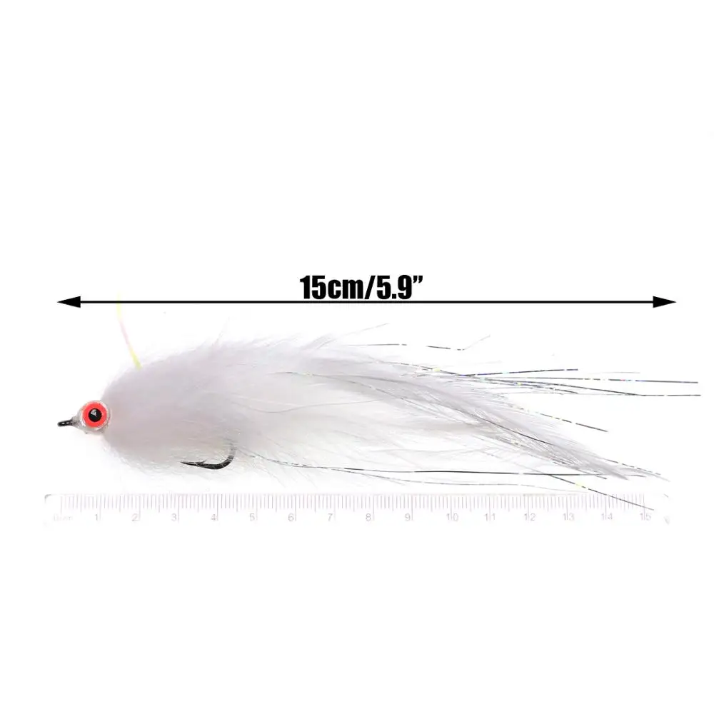 Wifreo 1 pieza/2 piezas # 2/0 pez cebo blanco luminoso 3D ojo de pez colgante Streamer moscas trucha lubina gran juego cebos de señuelo de pesca almizclado - imagen 4