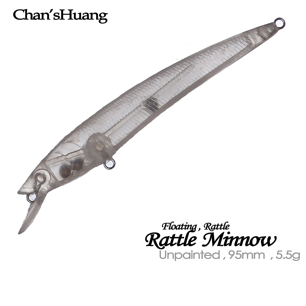 Chan'sHuang 20 piezas cebo en blanco sin pintar 5,5g/95mm sonajero flotante Minnow señuelo de pesca Artificial