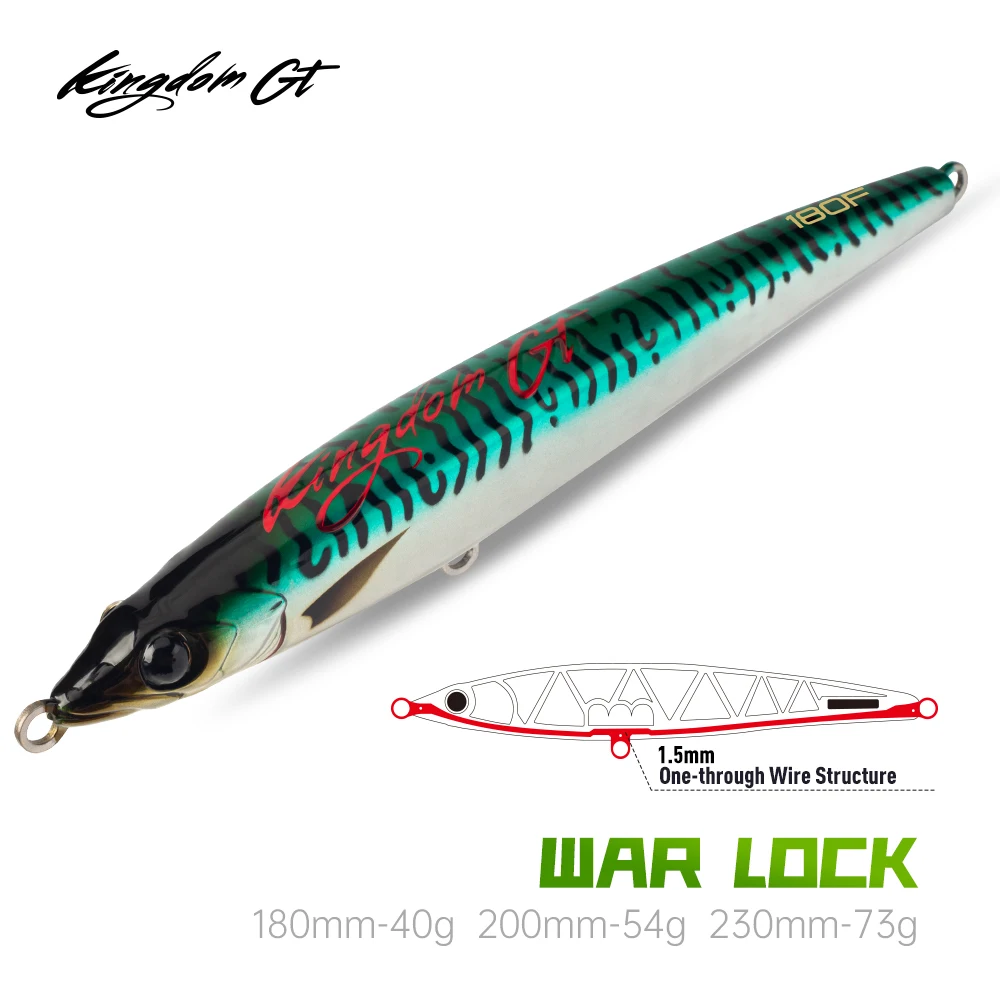 Kingdom GT-señuelo de pesca de mar, 40g, 54g, 73g, 180mm, 200mm, 230mm, lápiz flotante Topwater, cebo duro Artificial para pesca de atún marino GT