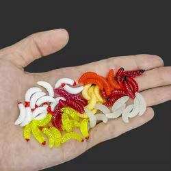 50 Uds. Cebo Artificial de 2,4 cm, gusanos de silicona, alimentador de peces, gusanos de pan falsificados para pescar