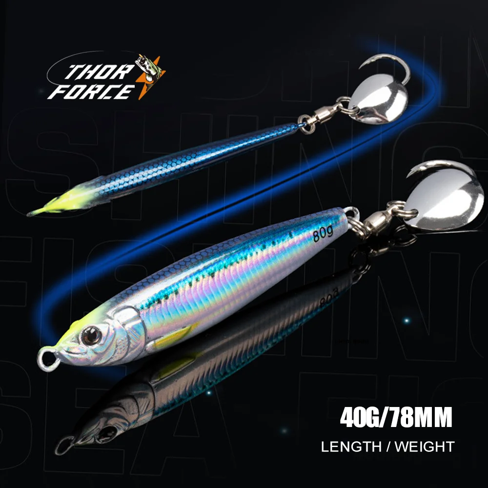 THORFORCE-deslizante de sardina para Jigging, señuelo de pesca de agua salada, plantilla de Metal fundido largo, cebo duro para pesca de lubina, plantillas de placa de hierro - imagen 4