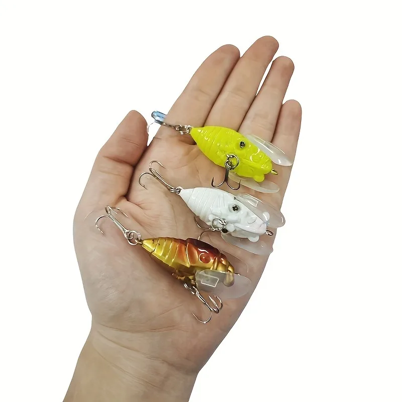 Juego de cebo Artificial de cigarra de ala blanda de nivel superficial, 5 uds., flotante, oscilante y acción realista, adecuado para agua dulce y salada - imagen 4