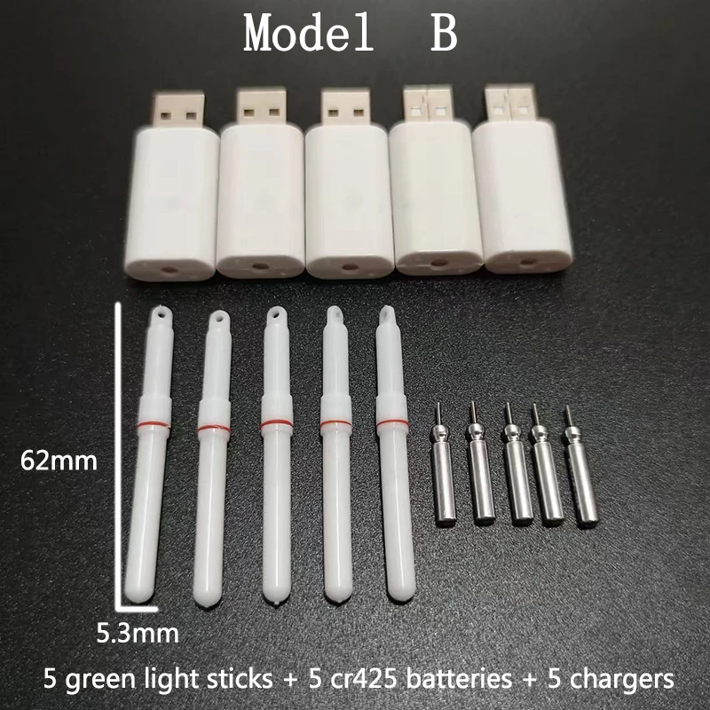 5 unids/lote, barra luminosa para pesca nocturna con 5 baterías cr425, flotadores luminosos, accesorio, palo de luz de pesca, lámpara atractora A582 - imagen 5