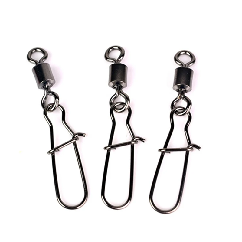 50 Uds. Giratorio de Pesca con Clip a presión, conector de línea de enclavamiento, anillo sólido, señuelo, anzuelo de Pesca de carpa, accesorios para aparejos de Pesca - imagen 3