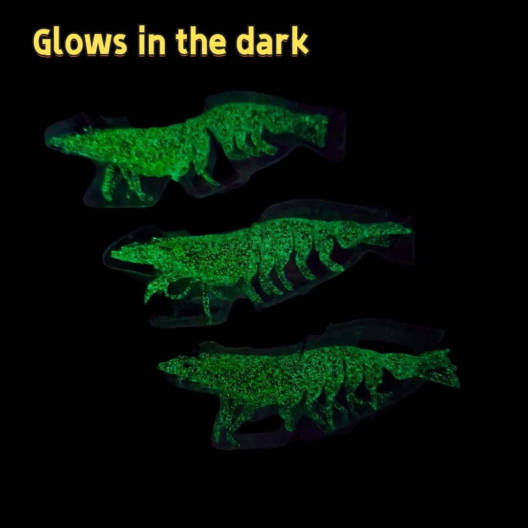 3 unids/bolsa 7,5 cm/7,4g 9cm/11,9g Artificial TPE camarón señuelo de pesca suave cebo luminoso para actividades de pesca