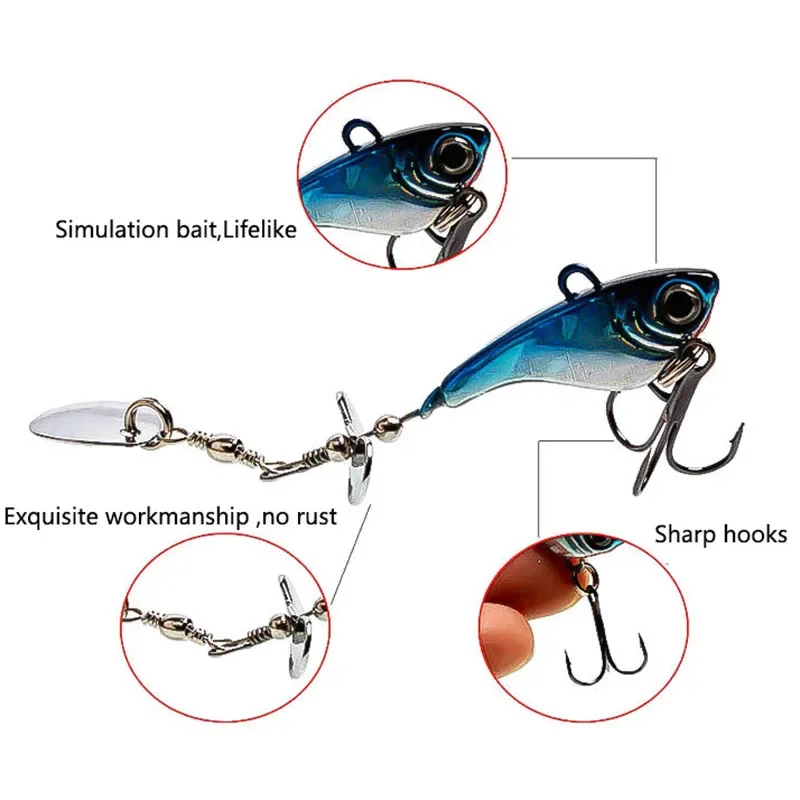 OUTKIT 12g señuelo de hoja de lubina Spinner de pesca señuelo de pesca de Metal plantilla de Metal VIB Crankbait aparejos de pesca cuchara tiro largo - imagen 4