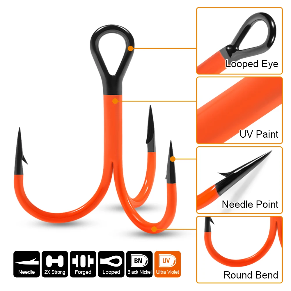 Anzuelos triples Spinpoler – 2X fuerte con punto UV recubierto para swimbait - imagen 3