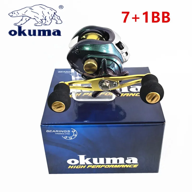 OKUMA-Rueda de gotas camaleón con copa de alambre de Metal, carrete de cebo de dragón máximo de 10KG, freno doble, 7 + 1 BB, carrete de pesca de alta velocidad - imagen 3