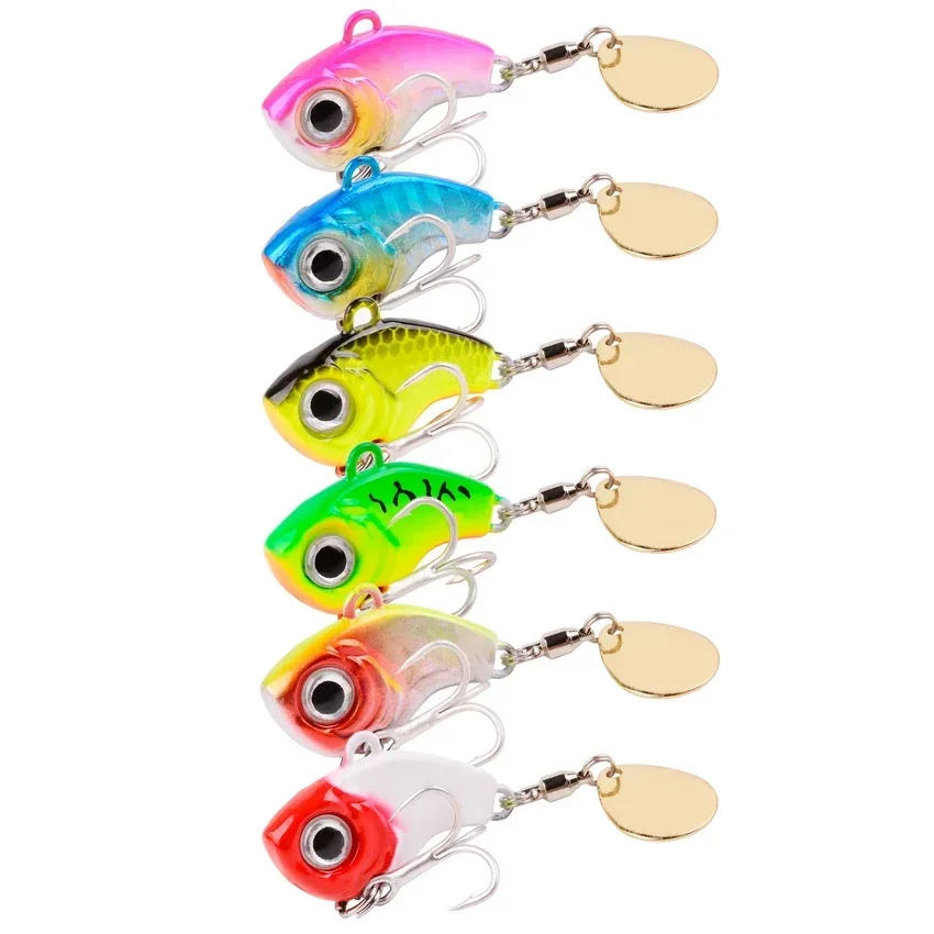 1 Uds. Pesca giratoria de Metal Vib Micro Spinnerbait Bass trucha Spinner Vibe 5G/10G hundimiento Spinner cebo cola hoja Spin señuelo de mar - imagen 2