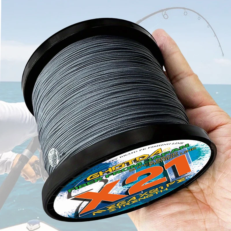 Línea de Pesca de PE multifilamento súper fuerte X21 hebras, alambre de PE trenzado hueco de 300m, 27-212LB para aparejos de Pesca de lubina y carpa