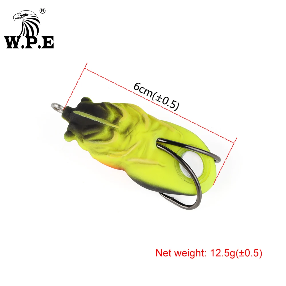 W.P.E-señuelo de rana de piezas, 6cm, 12,5g, Multicolor, suave, de silicona, Swimbait, Lucio, pez gato, cabeza de serpiente, aparejos de pesca - imagen 3