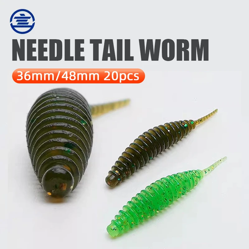 Aguja cola trabajo 3,6/4,8 cm 20 piezas supercast pesca lubina señuelo insecto cebo Artificial suave señuelo para Texas Rig/JIG HEAD/Down Rig - imagen 2