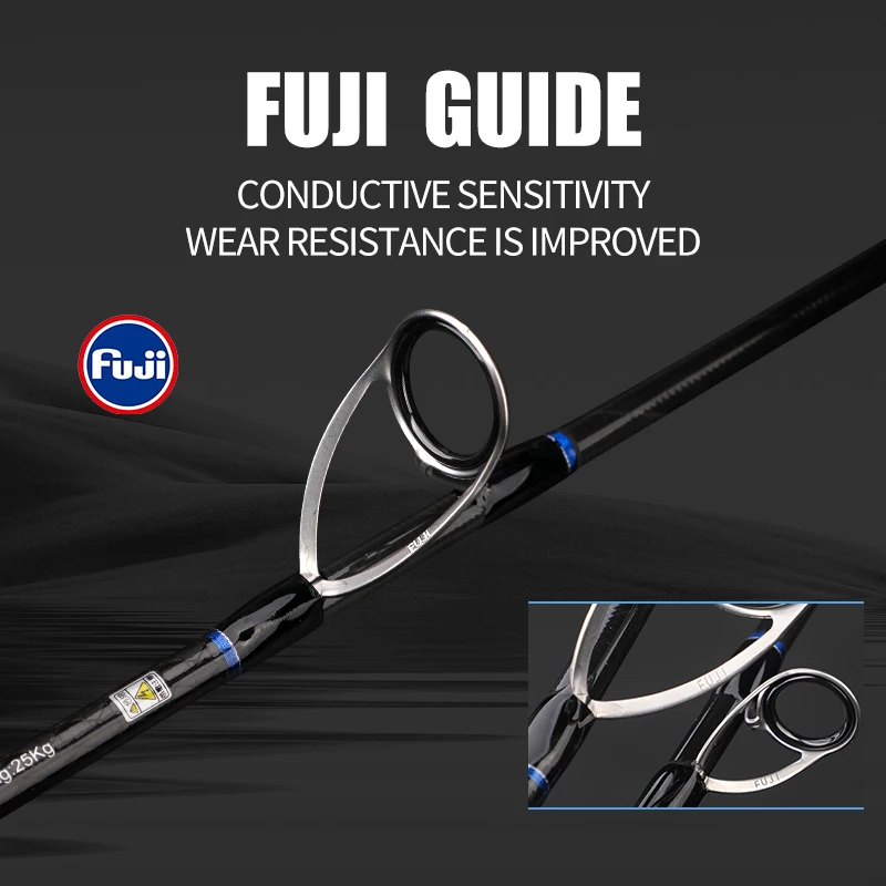ROLLFISH Premium 2 secciones fibra de carbono caña de Jigging rápida agua salada atún de aguas profundas pesca de lubina guías Fuji y asiento de carrete Fuji - imagen 5
