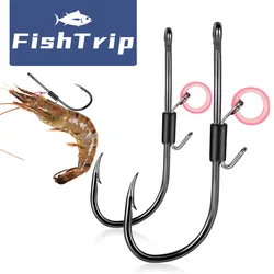 FishTrip-anzuelos de cebo para camarones vivos, soporte de cebo de espacio ancho, anzuelos de pesca, gusano Hawksbill, gancho individual, accesorio de anzuelos para camarones de gusano suave