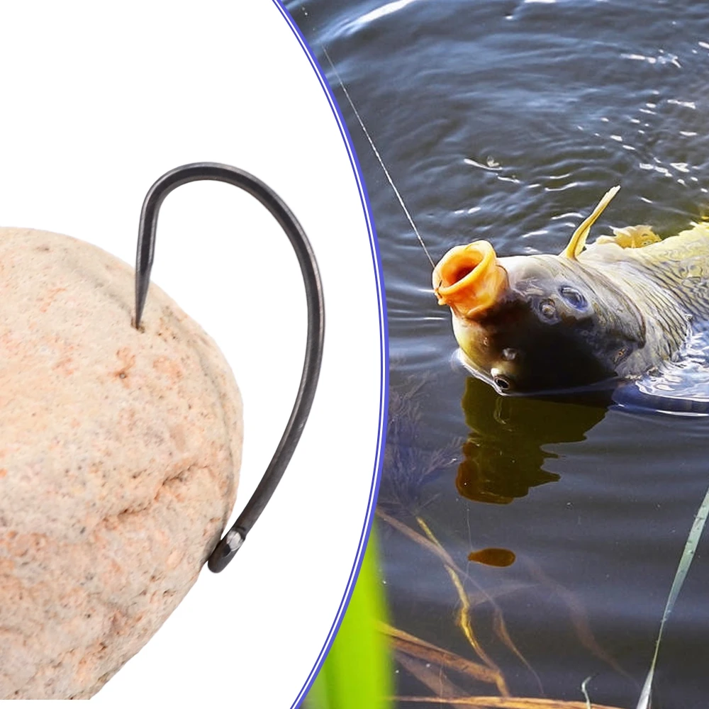 Hirisi-anzuelo de pescado recubierto de PTFE de 15 piezas, anzuelo de acero inoxidable con alto contenido de carbono, sin púas, con ojo, X502, accesorios de pesca - imagen 5