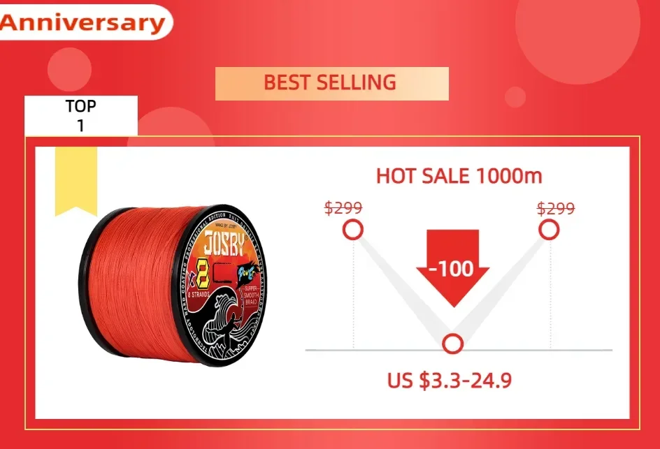 ¡Descubra la línea de pesca más vendida con una longitud de 100 metros de mejor calidad ahora a la venta por un tiempo limitado!