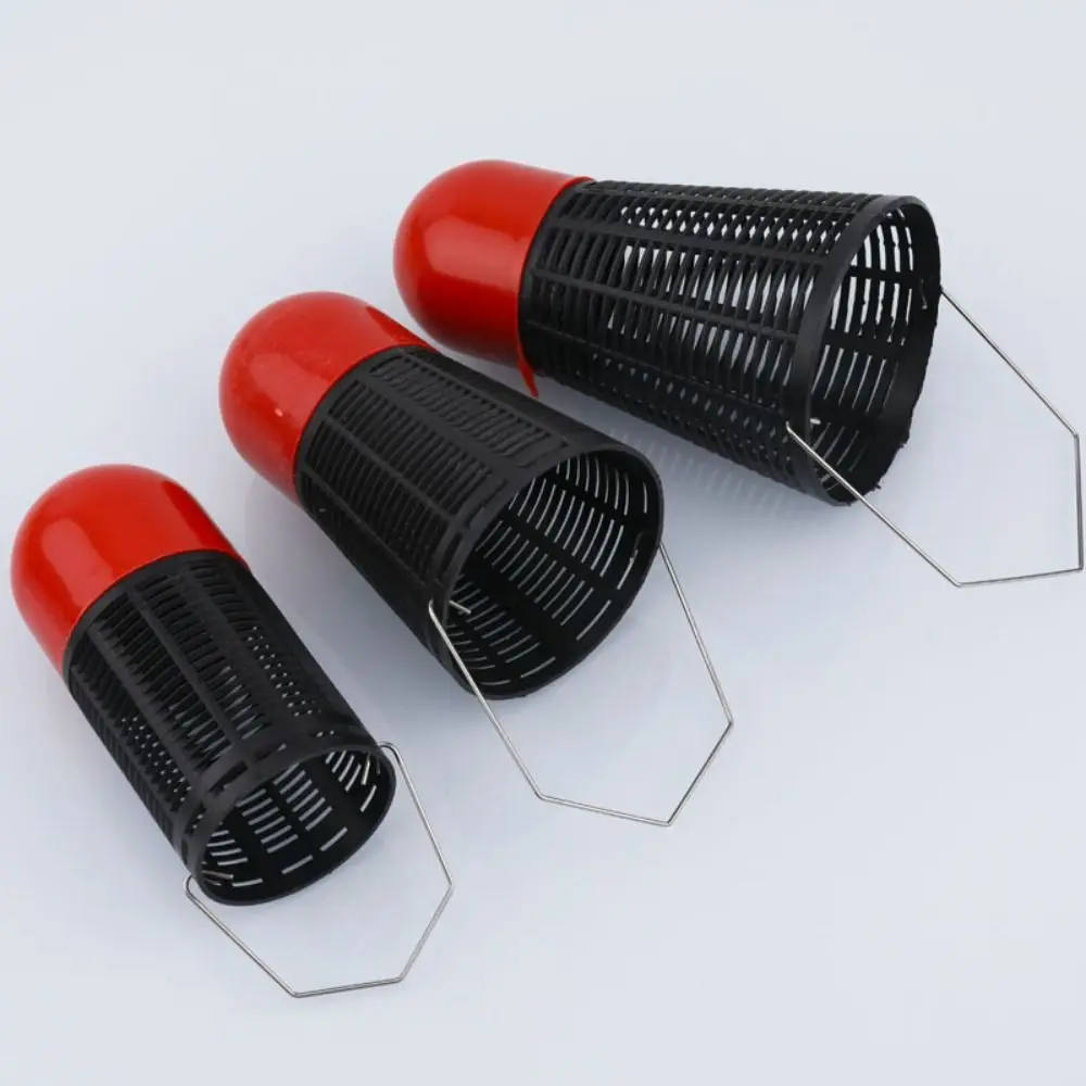 Alimentador de pesca de carpa, lanzador de cebo de Pellet grande, Material duradero, cantidad de alimentación ajustable, gancho de escudo negro + rojo - imagen 2