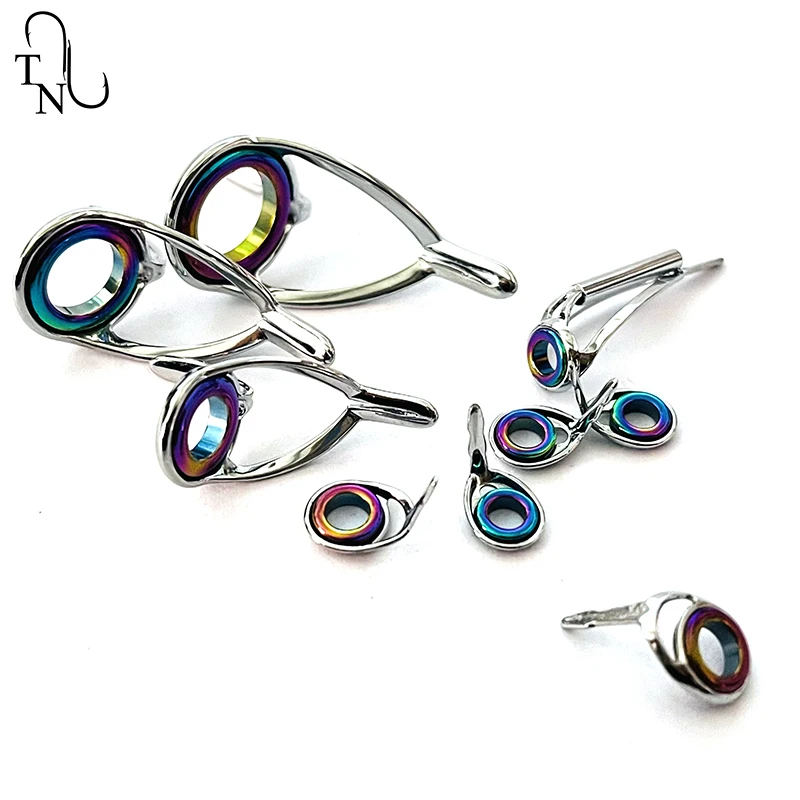 TN-juego de anillos de cerámica de acero inoxidable, Kit de reparación de guías de caña de pescar, accesorios de repuesto de construcción, 18, 9 piezas - imagen 5