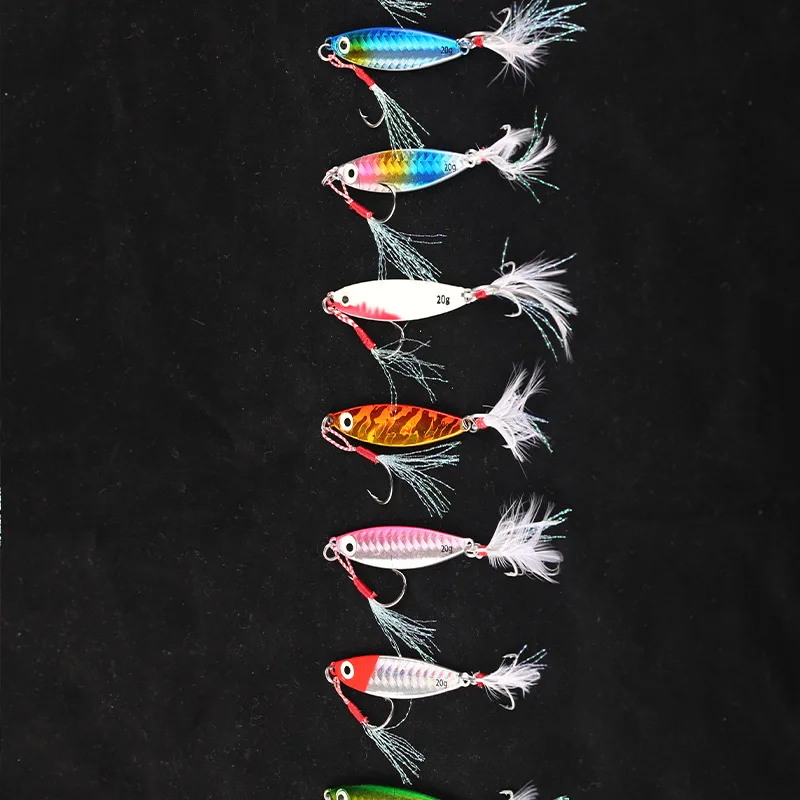 Señuelo de pesca de orilla, placa de hierro Lu Ya, boca volteada de pescado de plomo, cebo falso de caballa con gancho de pluma de tanque de sangre - imagen 3