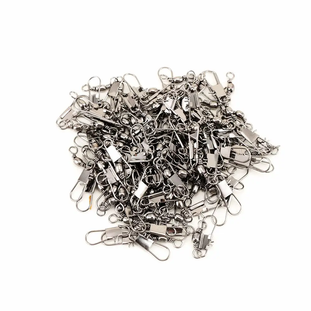 100 unids/lote accesorios para aparejos de pesca conector de pesca de 30mm con bloqueo bola de presión barril giratorio enlace de Pin anillos sólidos - imagen 3