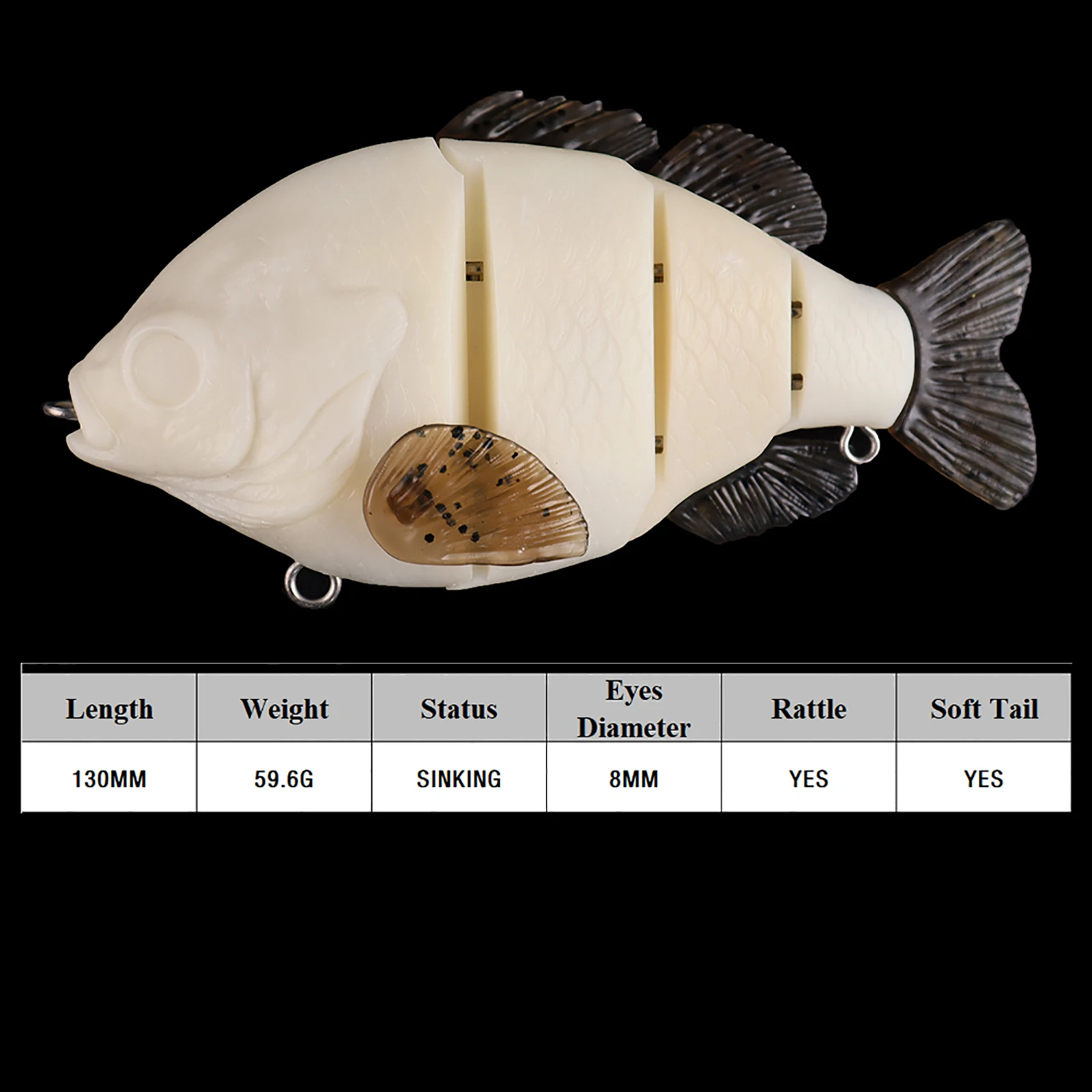 Chan'sHuang 5 uds espacios en blanco sin pintar 13cm/59,6g hundimiento cola suave pez sol Swimbait DIY Señuelos de pesca hechos a mano - imagen 2