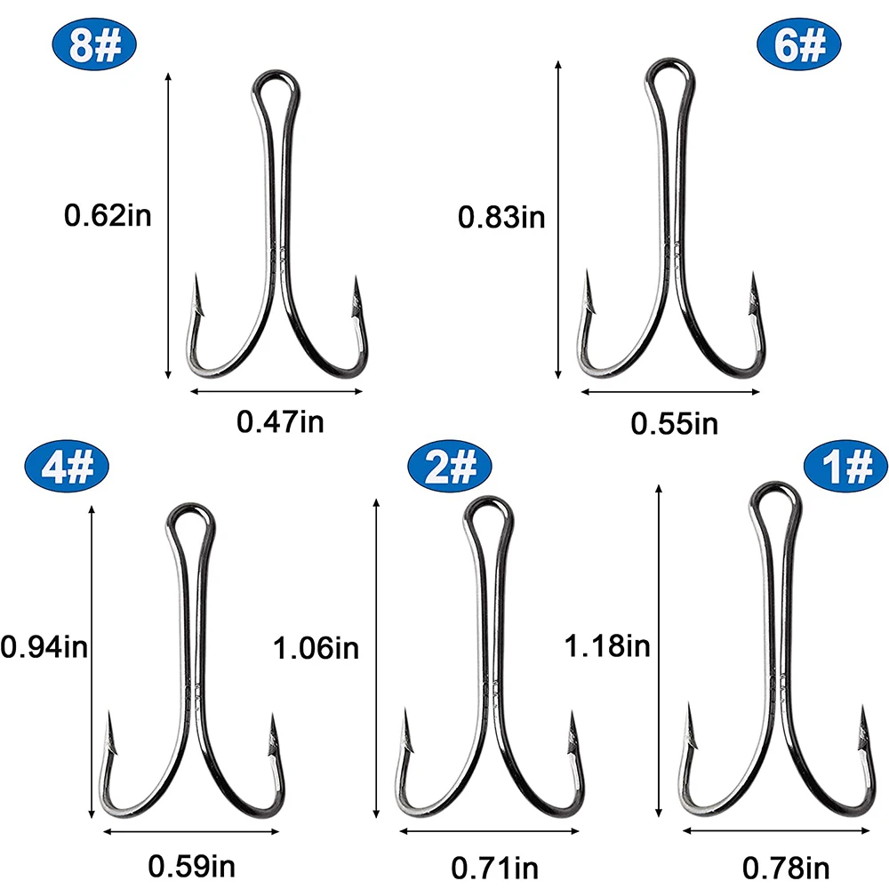 Anzuelos dobles de pesca con púas, anzuelo pequeño de pesca con mosca, anzuelo fuerte de acero de alto carbono para agua salada y dulce, 1000 piezas - imagen 2