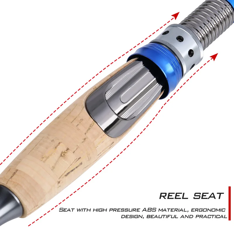 Sougayilang-caña de pescar de 4 secciones, caña de pescar portátil de fibra de carbono ultraligera, giratoria y de viaje, 2,1 m, 2,4 m - imagen 4