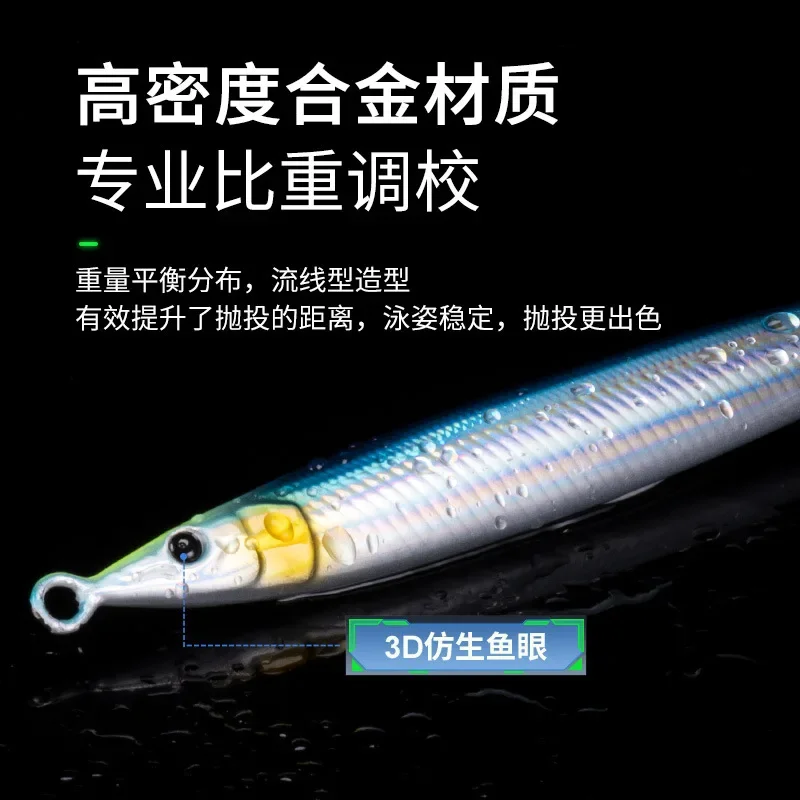 Señuelo de plantilla de Metal de agua salada, 60g, 80g, 100g, cebo vivo lento, plantillas de pesca en vivo, Jigging, barco, señuelo de pesca de mar - imagen 3