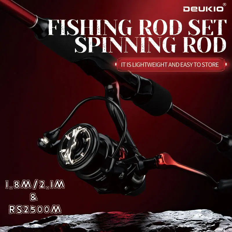 DEUKIO-Juego combinado de caña de pescar portátil, 4/5 secciones, caña de pescar de carbono y carrete giratorio serie 2500, aparejos de Pesca - imagen 3