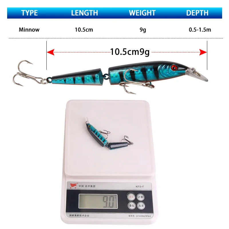5 uds Lua Bait Minnow 10cm/9g cebo duro de dos secciones señuelo simulado cebo falso de imitación Warp-Bill señuelo de lubina aparejos de pesca - imagen 5