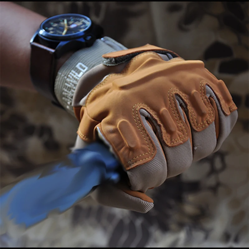 Guantes tácticos de combate para hombre, accesorio de camuflaje con dedos completos para entrenamiento, guantes de caza para Paintball, manoplas para disparar soldado y bicicleta - imagen 5