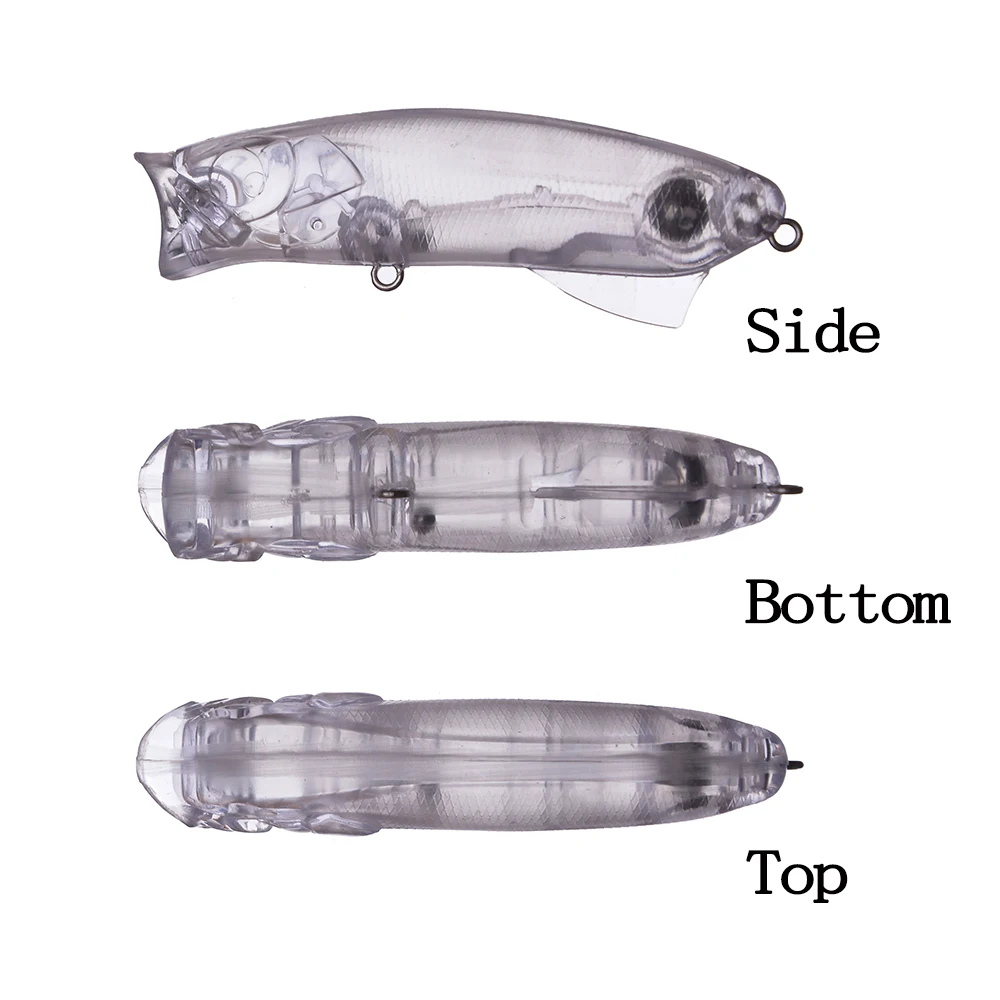 Chan'sHuang 20 piezas cebo en blanco sin pintar 9,5g/80mm sonajero Popper Topwater DIY señuelo de pesca Artificial hecho a mano - imagen 3