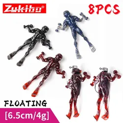 ZUKIBO-señuelo de cebo suave humano realista, 8 Uds., 6,5 cm, 4g, Wobblers artificiales, aletas flotantes de agua, acción de natación con olor a camarón