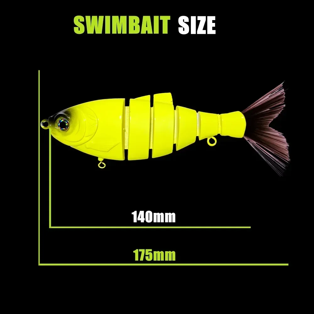 Cebo deslizante de gran tamaño, 14cm, 66g, realista, multiarticulado, Swimbait, Lucio Muskie, Walleye, lubina, pez, señuelo, cebo de pesca de mar - imagen 2
