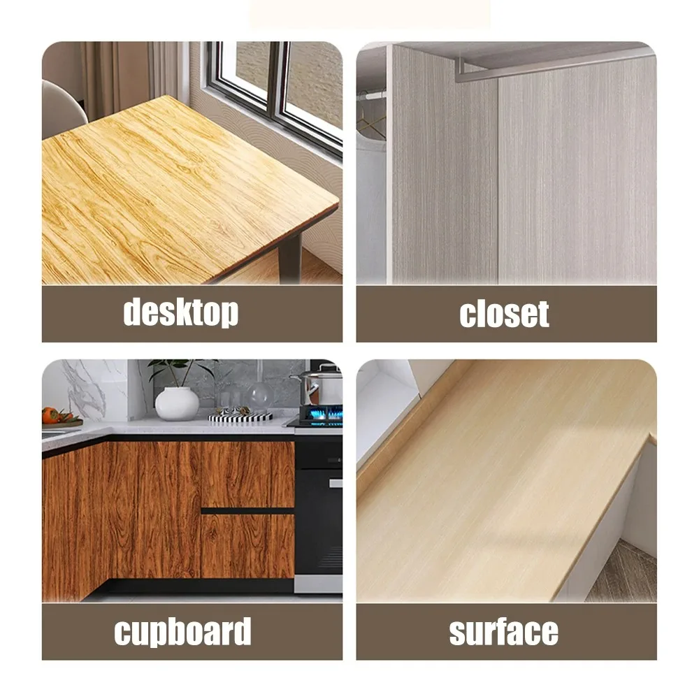 Adhesivo de pared autoadhesivo de grano de madera para encimera de cocina, impermeable y resistente al aceite, para dormitorio y hogar, 40CM x 1/3/5/10/20CM - imagen 5