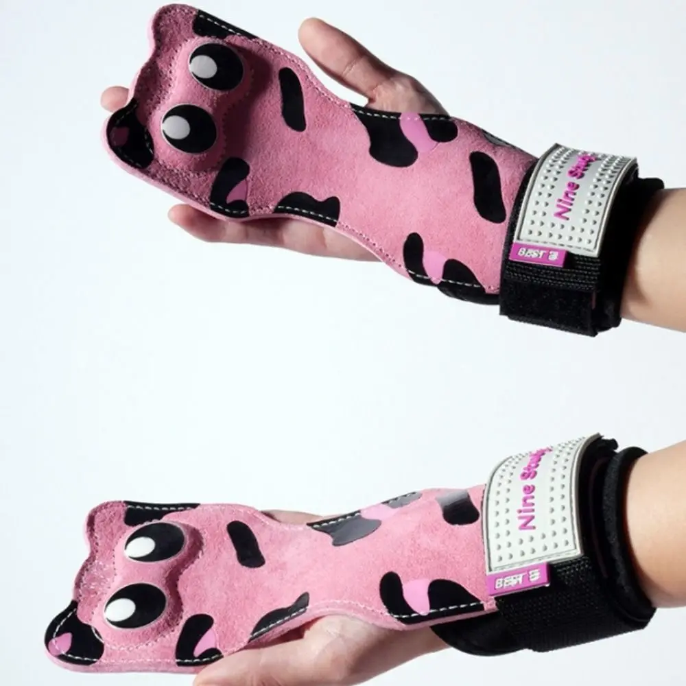 1 par de correas eléctricas para Fitness de gato con ojos grandes, correas de muñeca de cuero resistentes al desgaste para gatitos, correas eléctricas ajustables antideslizantes para peso muerto - imagen 5