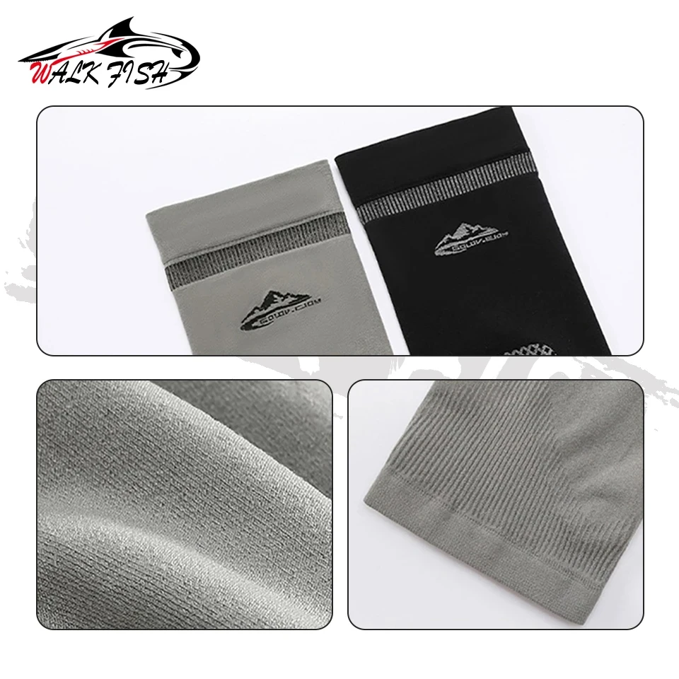 WALK FISH-manguitos de pesca de seda helada, protección solar Unisex, mangas de pesca transpirables, suave, para deportes al aire libre, bicicleta, correr, cubierta para brazo - imagen 4
