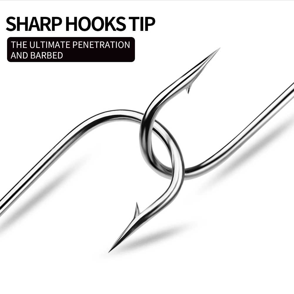 PROBEROS-anzuelos de pesca de acero de alto carbono, lote de 100 unidades, 10-20 #, gancho único, anillo, ojo, púas, ganchos de alta resistencia - imagen 5