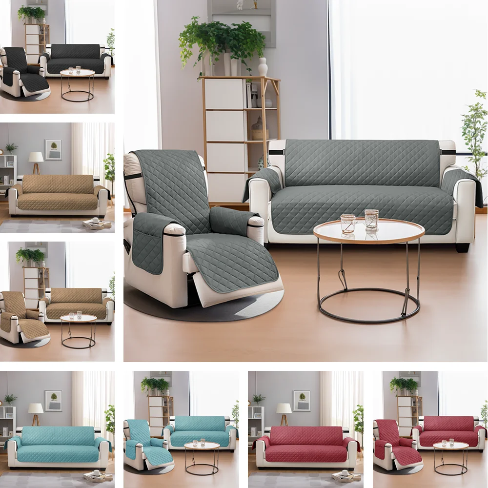 Fundas de sofá resistentes al agua, Protector de muebles Reversible con correas elásticas antideslizantes para niños y perros - imagen 4