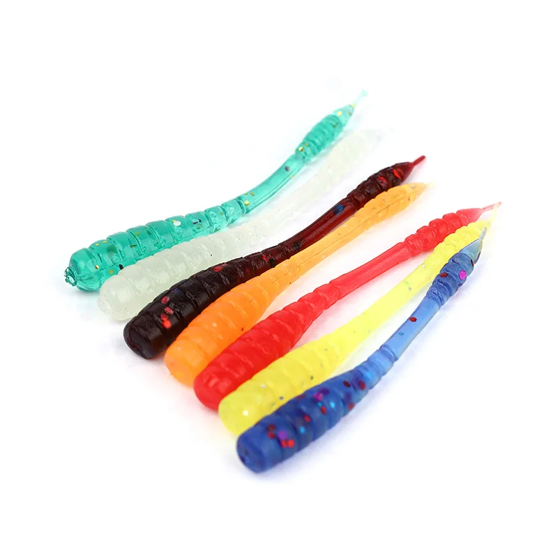 OUTKIT 20pcs 4.5cm Fishing Soft Worm Lures Pin Tail Ice Fishing Bait Soft Polaris Sinking Lure Pesca Silicone Fishing Tackle - imagen 3