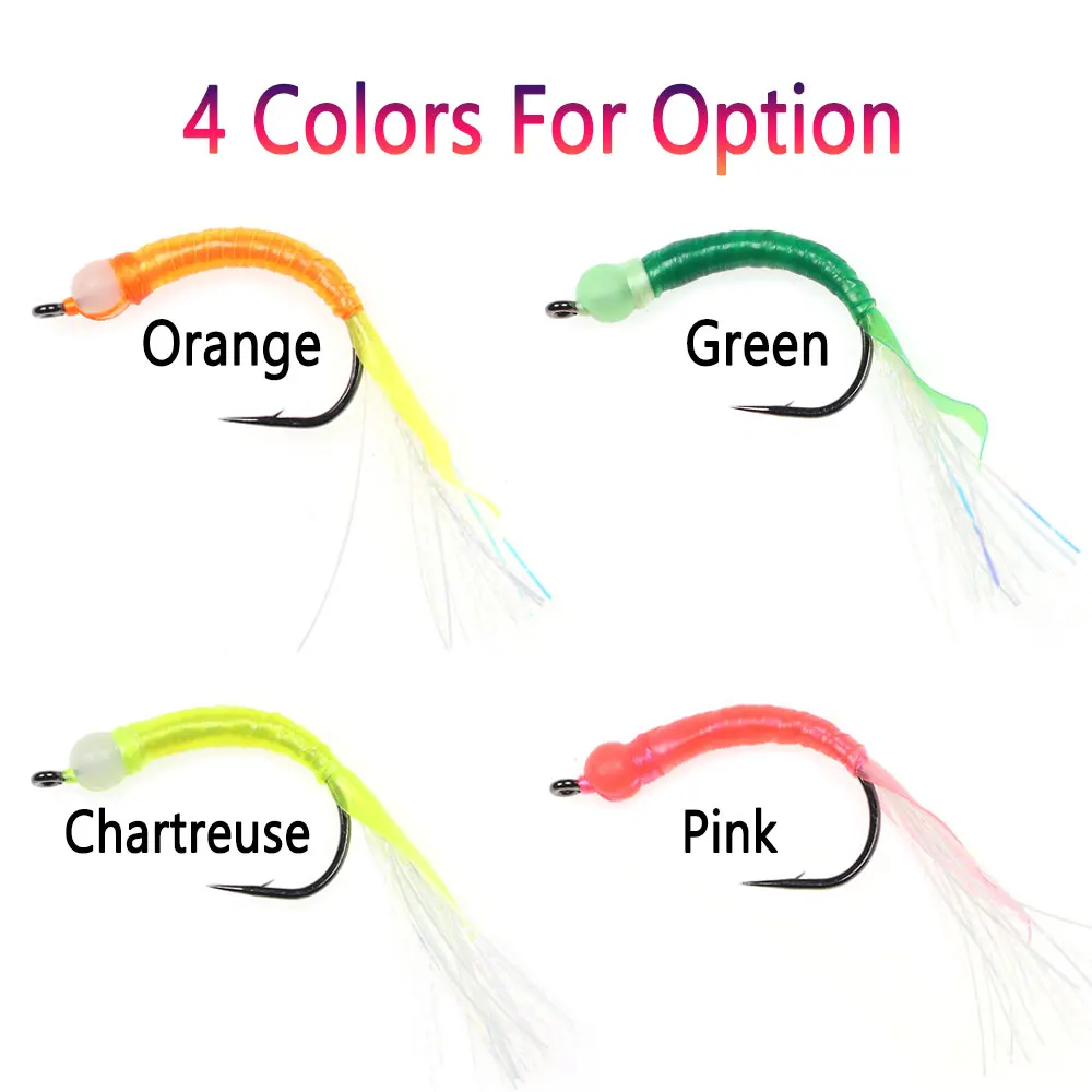 Bimoo-SEÑUELOS luminosos para pesca en agua salada, cebos de gusano grande, serpentina, lubina, Lucio, Steelhead, hundimiento rápido, 8 unidades, #4 ~ #2/0 - imagen 4