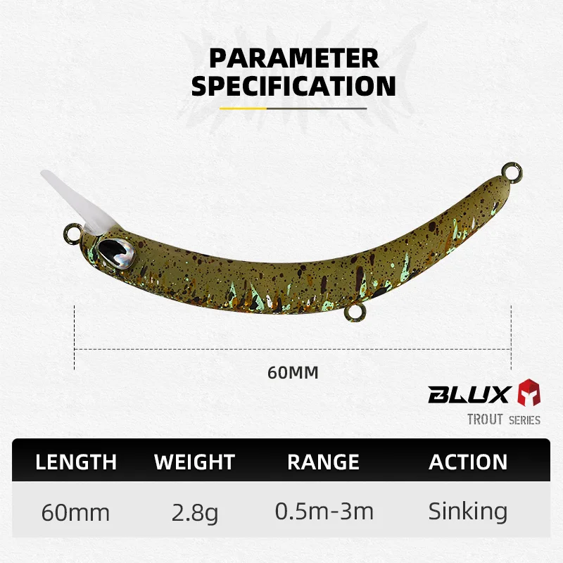 BLUX BANANA 60S Crankbait 2,8g 60mm BFS área trucha Wobbler señuelo de pesca agua dulce Minnow manivela Artificial cebo duro aparejos - imagen 2